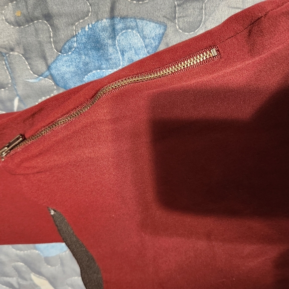 Womens Burgundy High-Waisted Pants - Picture 6 of 9